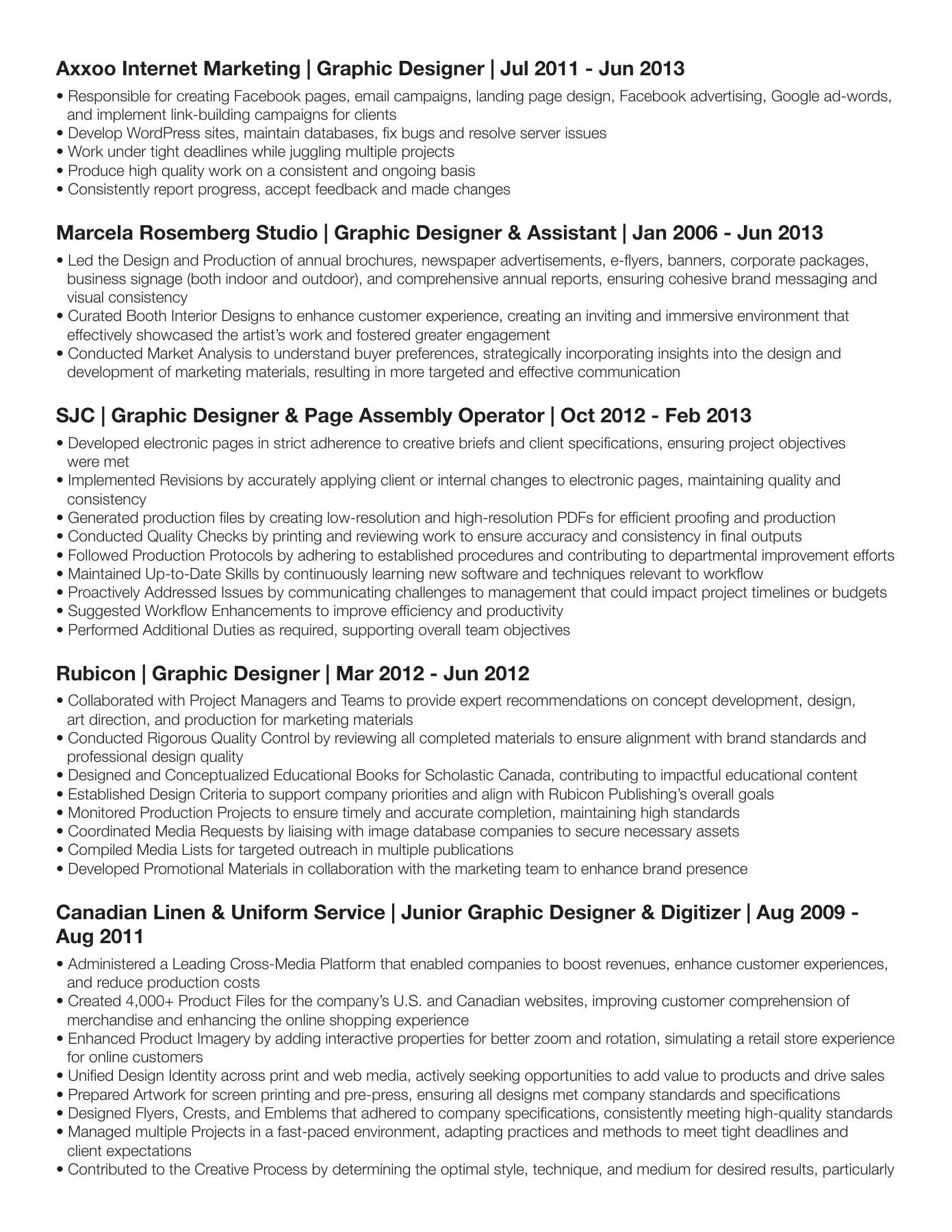 Sharon Erlick’s resume, page 2 of 3. Download the PDF above for selectable text.
